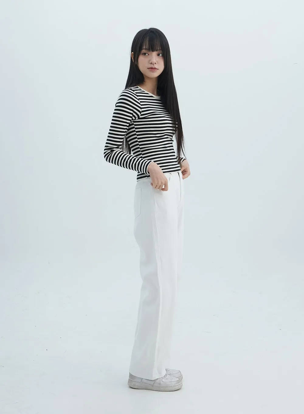 Slim Fit Striped Long Sleeve Top ON309