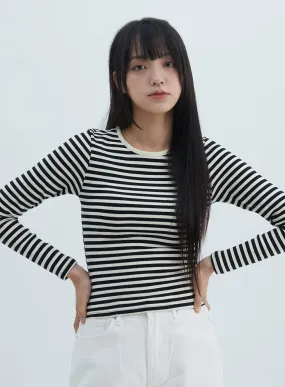 Slim Fit Striped Long Sleeve Top ON309