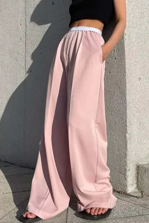 Solid Color Wide Leg Blazer Long Pants