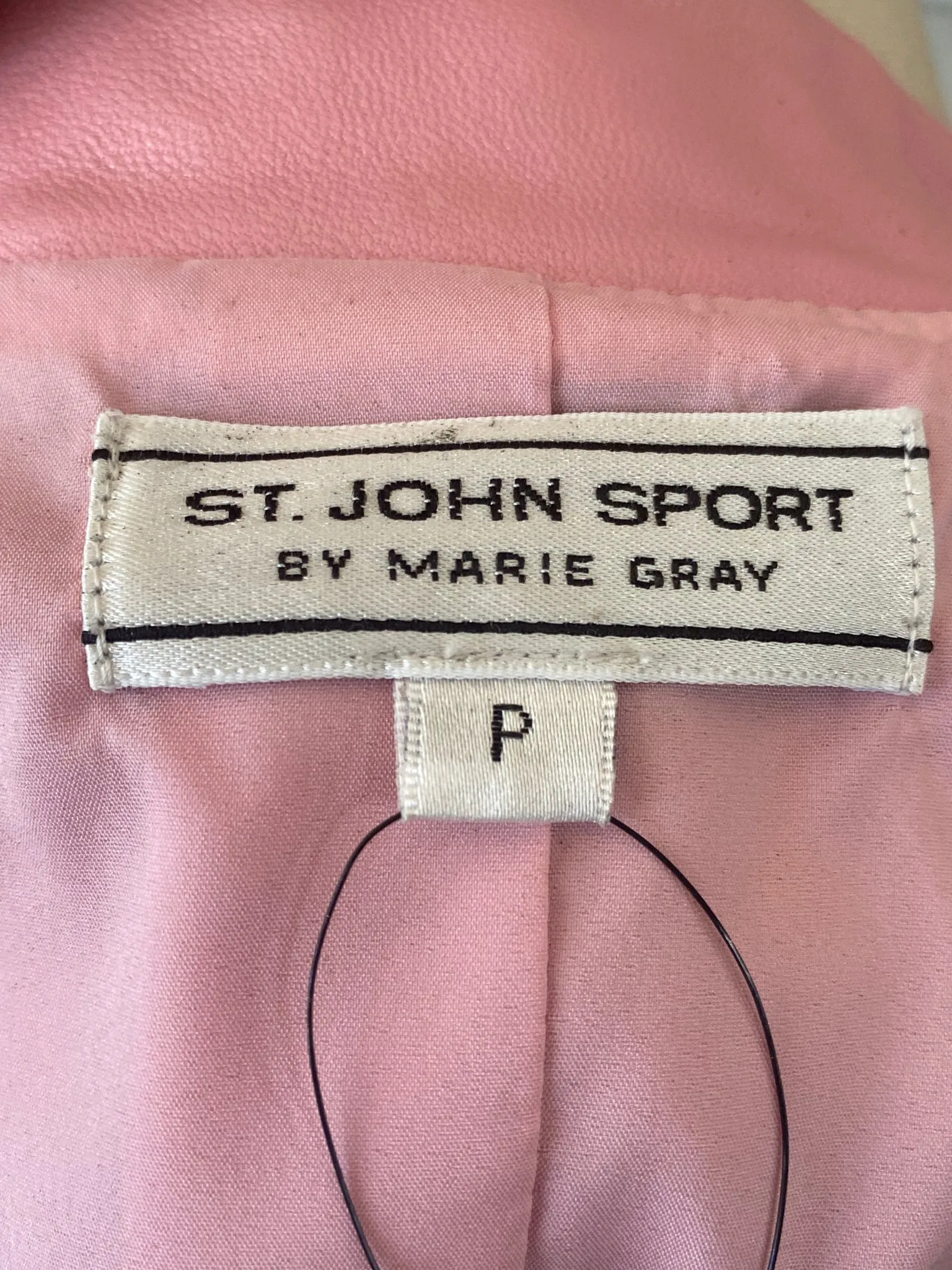 St. John Pink Leather Size P Leather Bomber Jacket