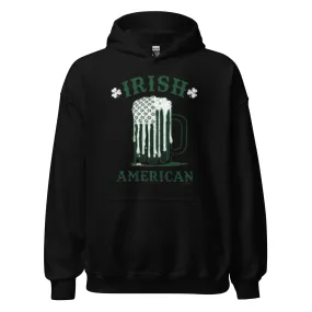 St. Patrick's Day Hoodie Frosted Beer Mug Shaped in Ameican Flag Blended Cotton Unisex Hoodie