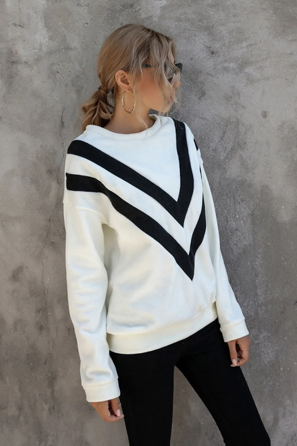 Striped Loose Long Sleeve Pullover Top