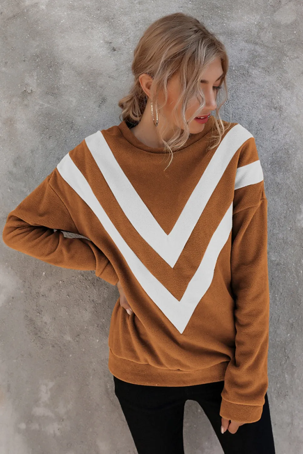 Striped Loose Long Sleeve Pullover Top