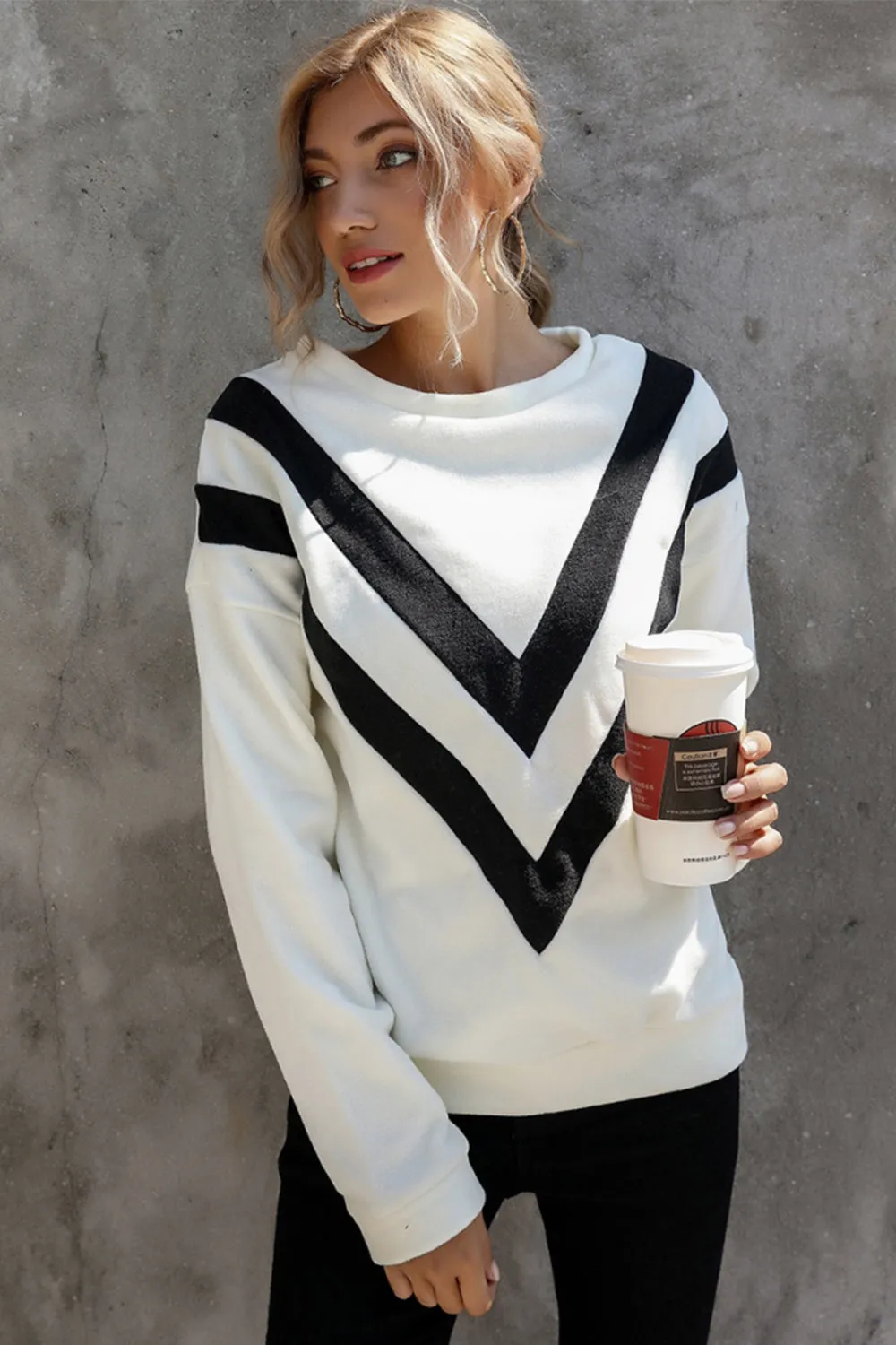 Striped Loose Long Sleeve Pullover Top