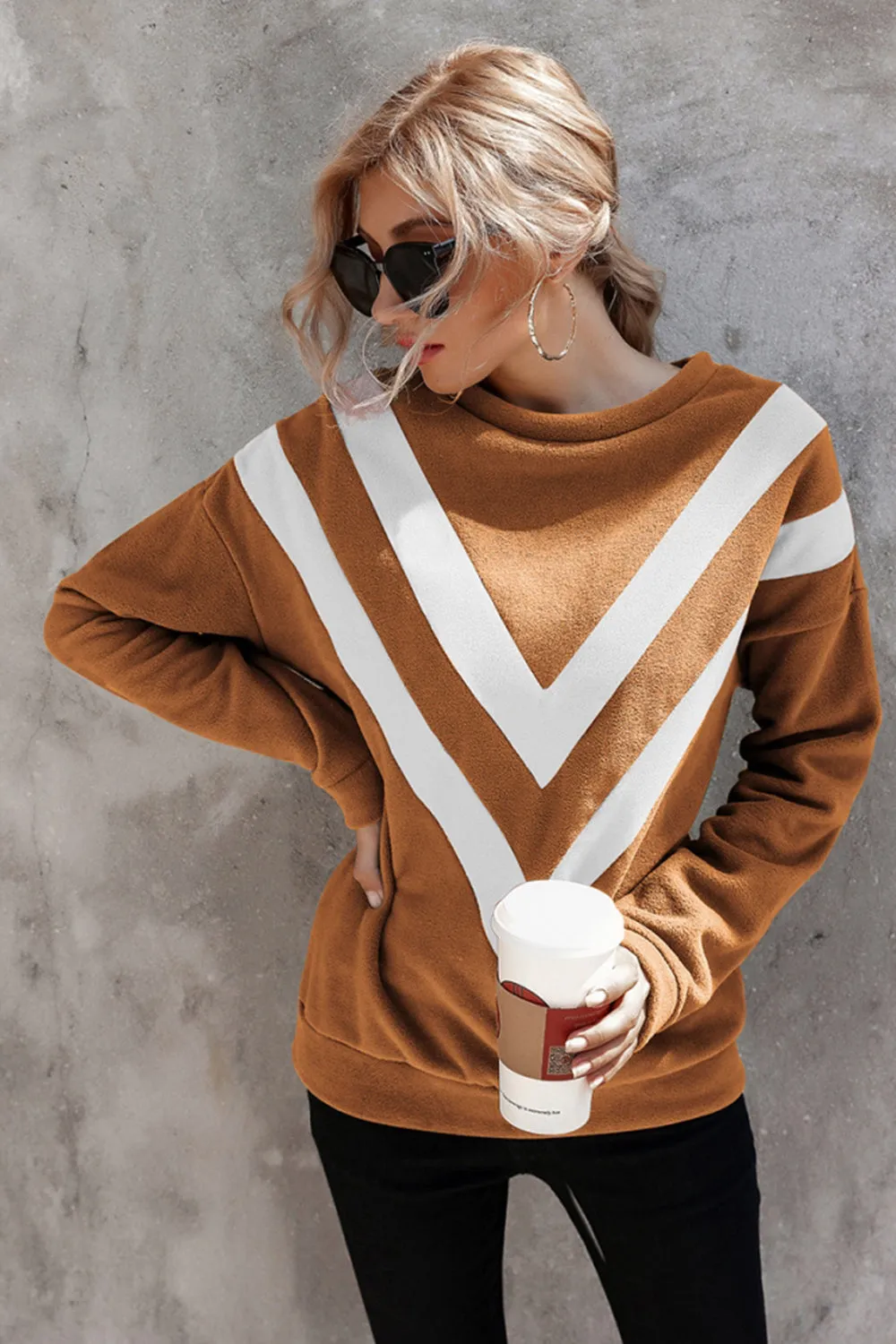 Striped Loose Long Sleeve Pullover Top