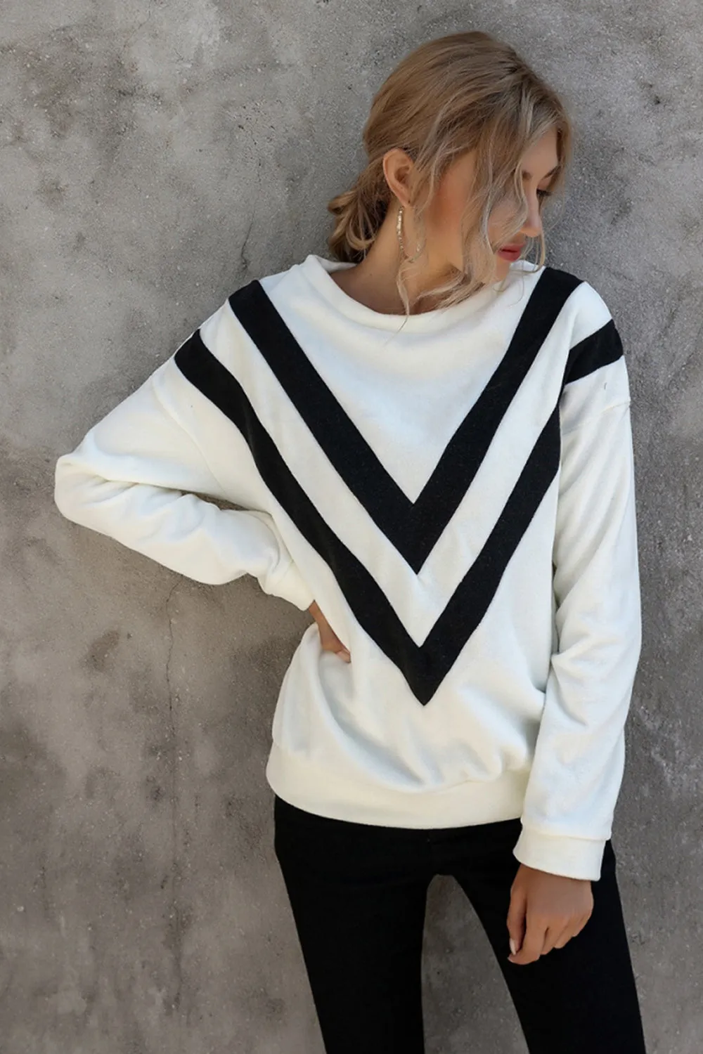 Striped Loose Long Sleeve Pullover Top