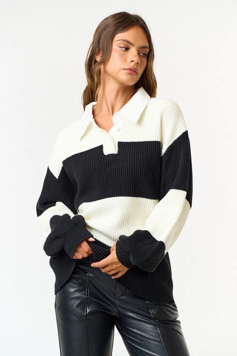 Striped Polo Sweater