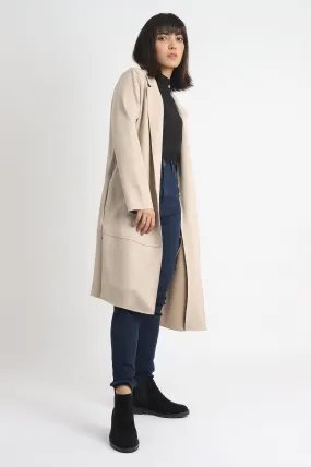 SUEDE OVERCOAT-BEIGE