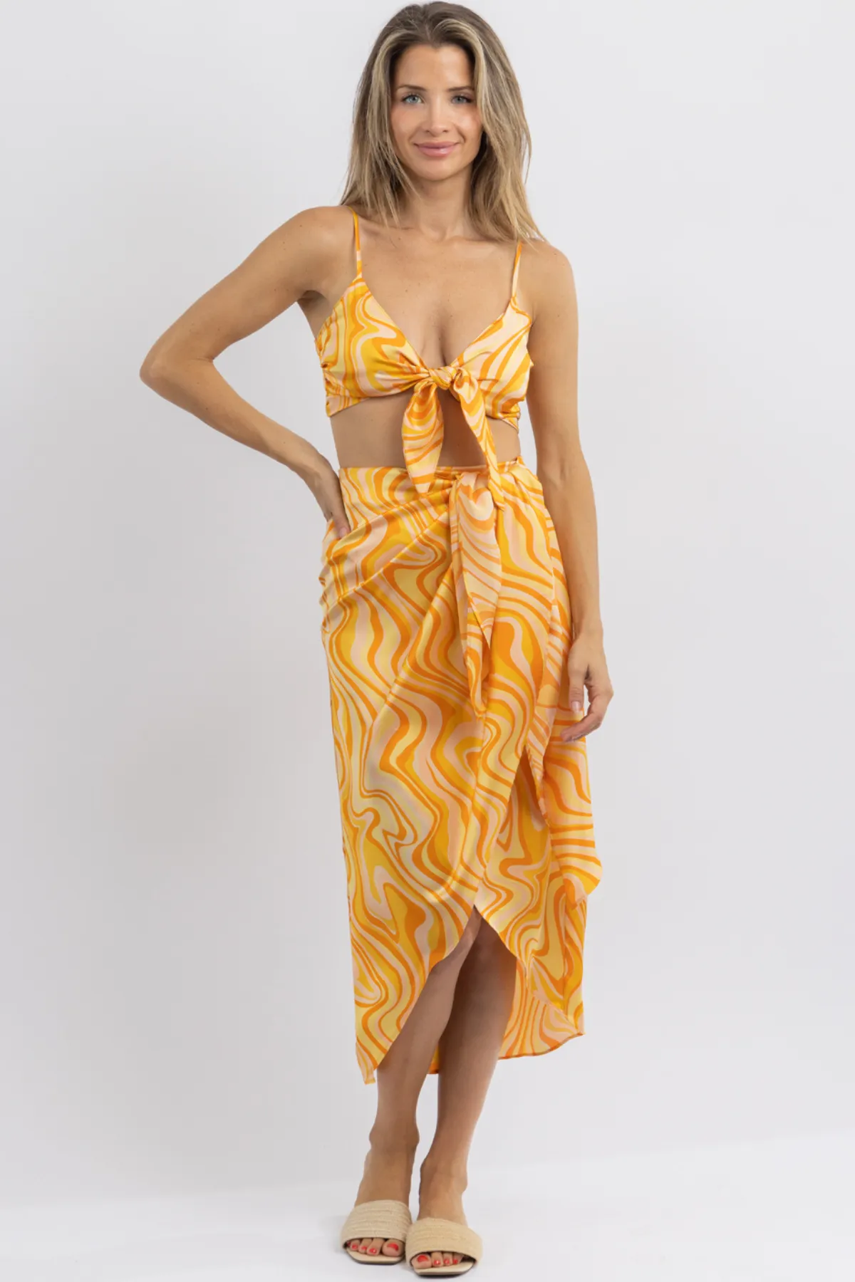 SUNSET COCKTAILS MULTISWIRL SKIRT SET