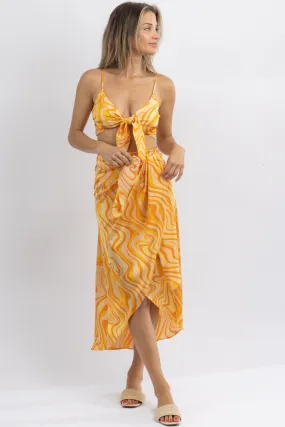 SUNSET COCKTAILS MULTISWIRL SKIRT SET