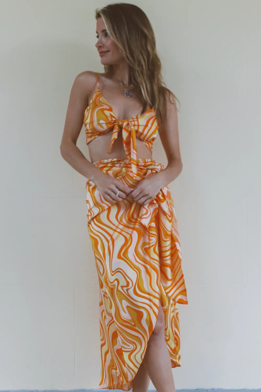 SUNSET COCKTAILS MULTISWIRL SKIRT SET