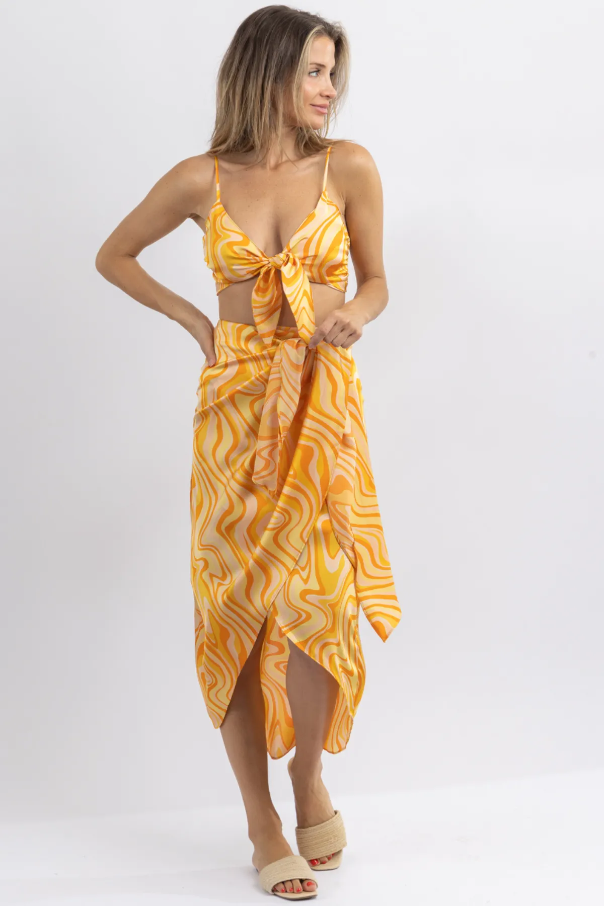 SUNSET COCKTAILS MULTISWIRL SKIRT SET