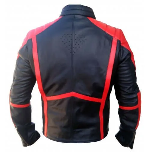 SUPERMAN MOVIE MEN'S LEATHER JACKET, CLASSIC BLACK & RED