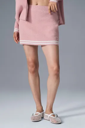 Tennis Club Sweater Knit Skirt - Ballet Pink/White