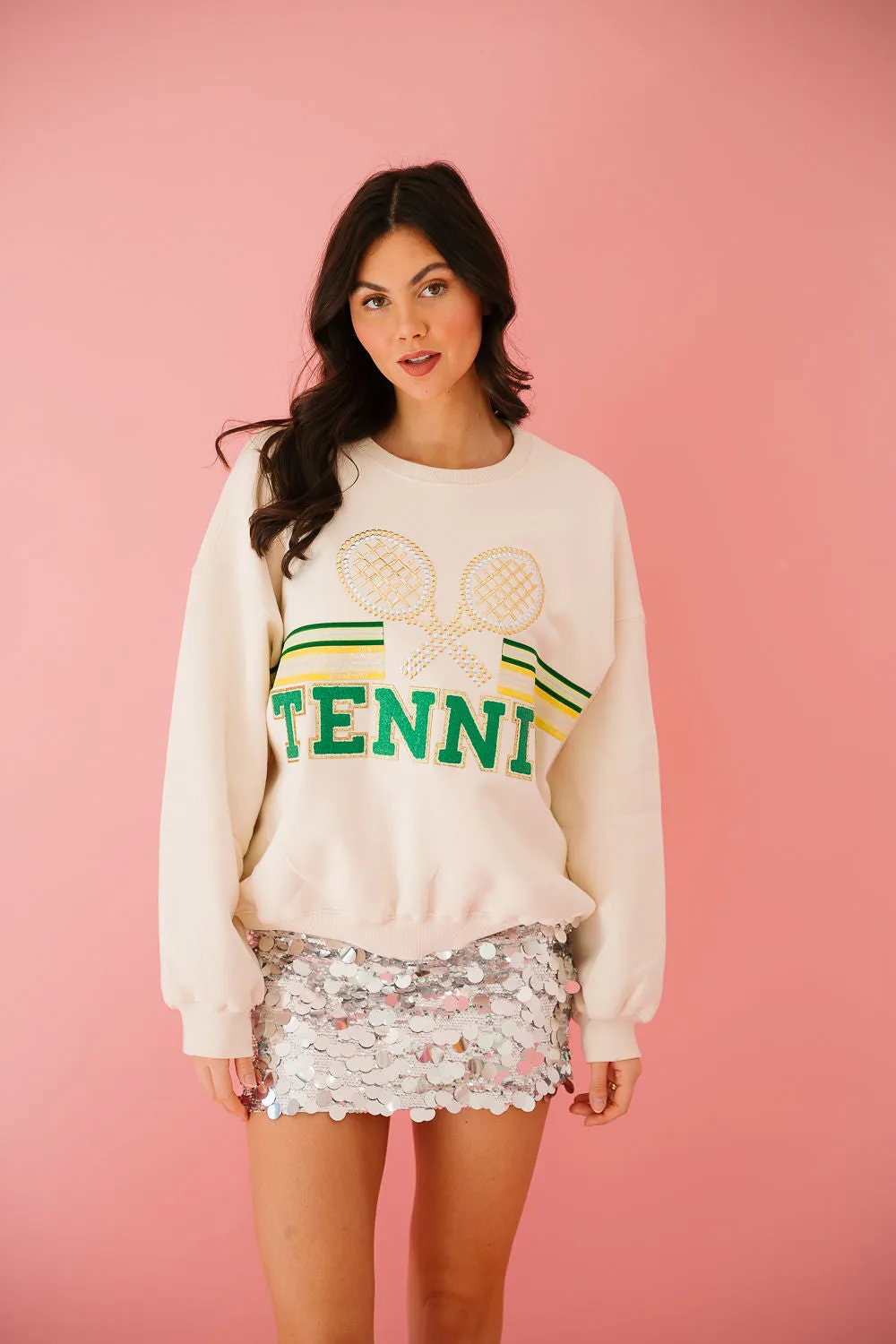 TENNIS DOUBLES CREAM PULLOVER