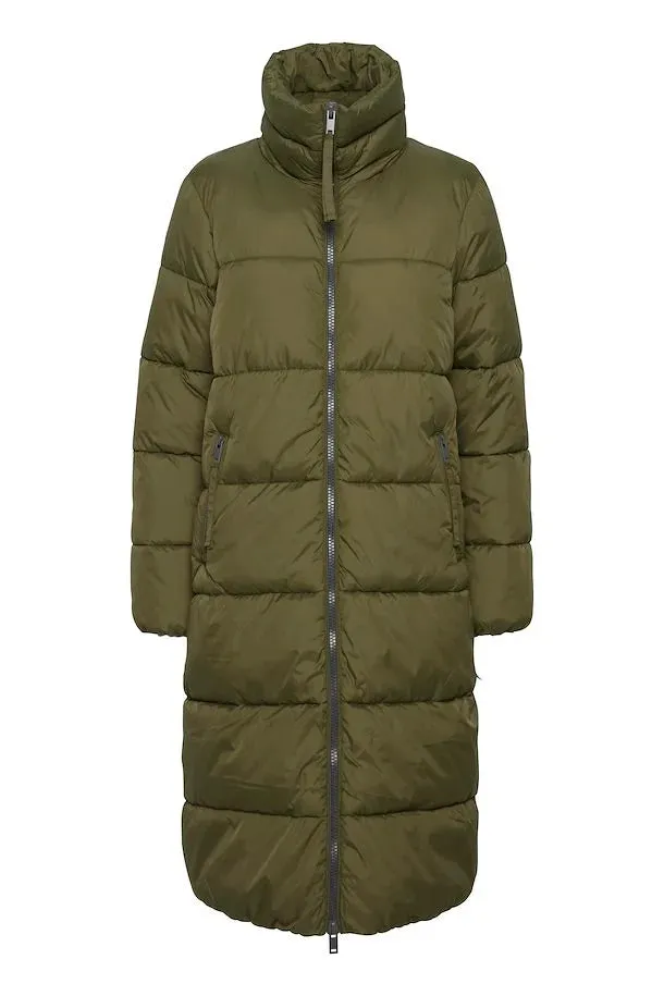 The Bomina Puffer Long Jacket - Olive - PLUS