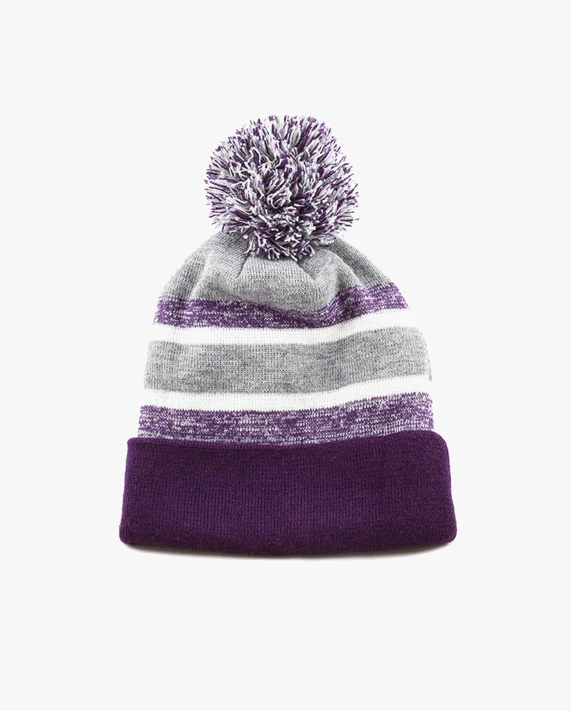 The Hat Depot Kids - Pom Pom Knit Stripe Beanie