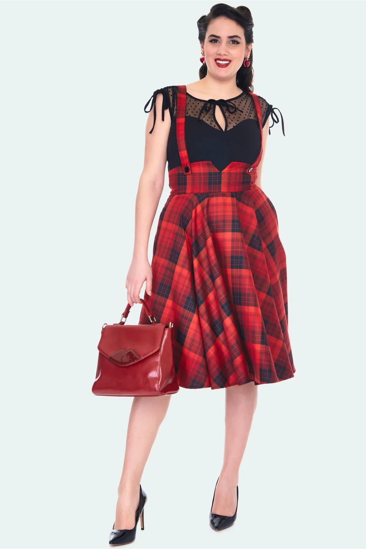 Toyin Plaid Suspender Skirt