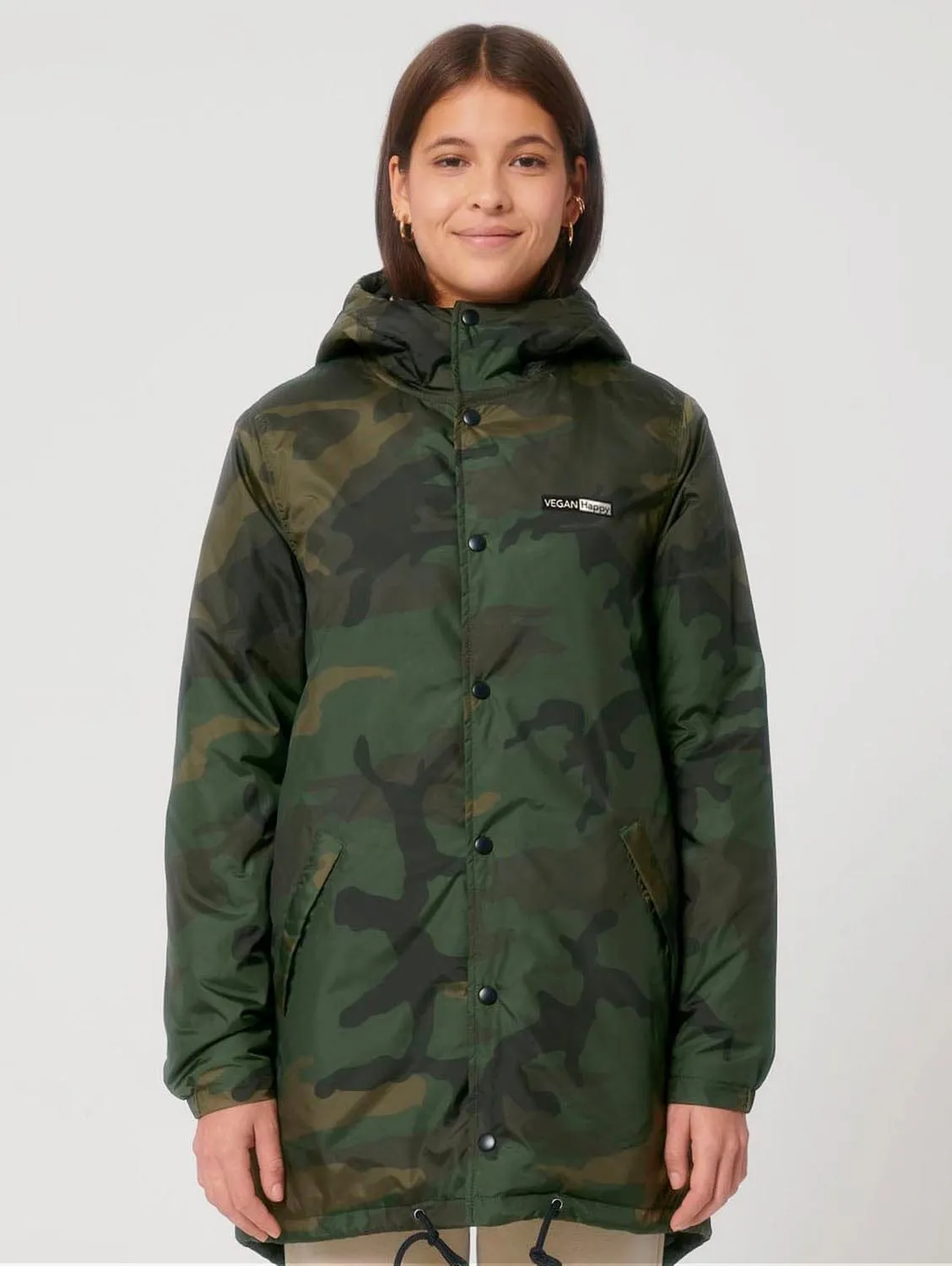 Vegan Unisex Padded Parka AOP Jacket | Camo