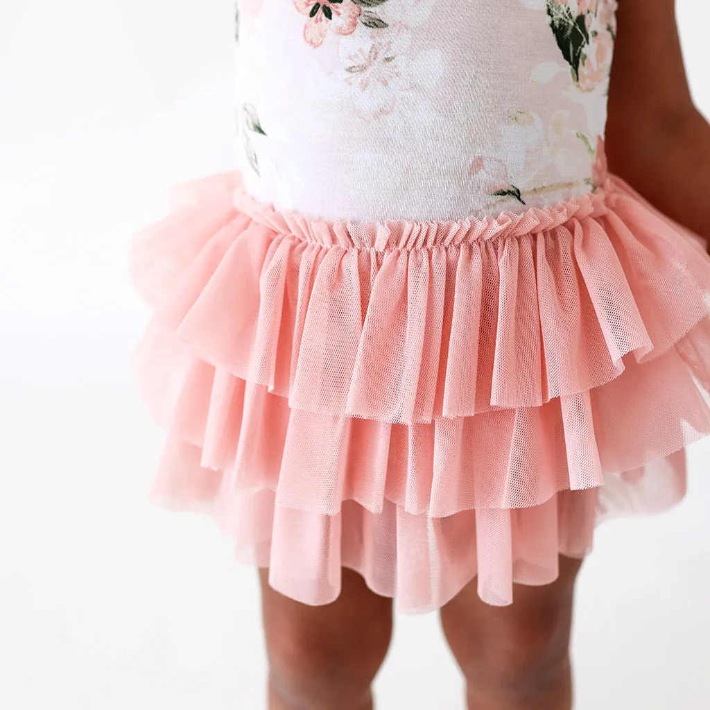 Vintage Pink Rose Tulle Bodysuit Dress