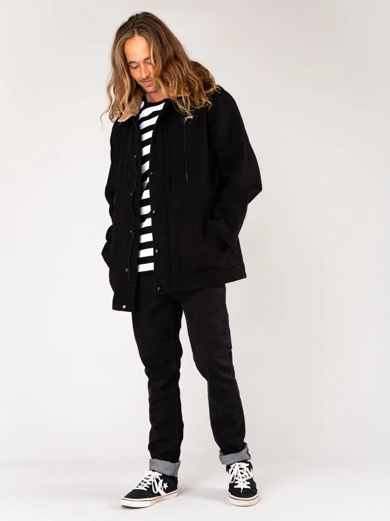 Wax Head Parka Jacket - Black