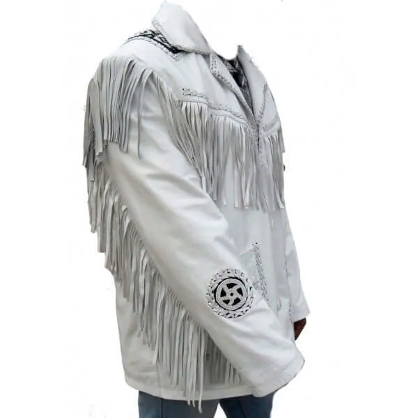 Western Motorbike Leather Jacket Suede Fringed & Beaded