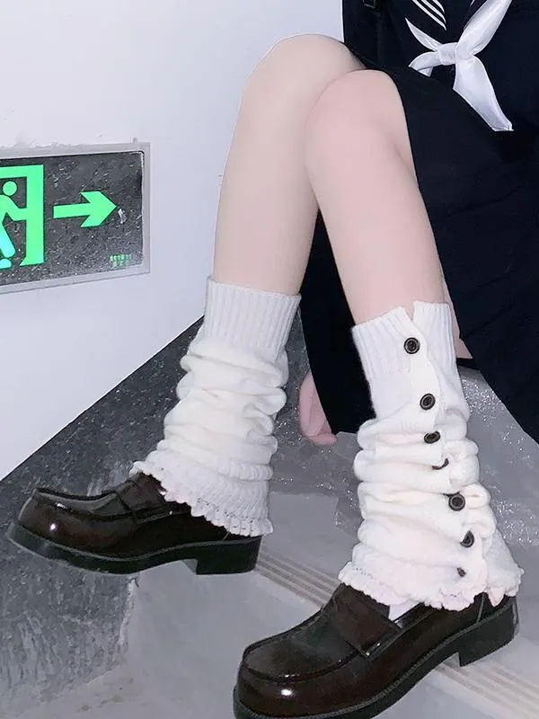 White Soft Girl Leg Warmers Jk Socks