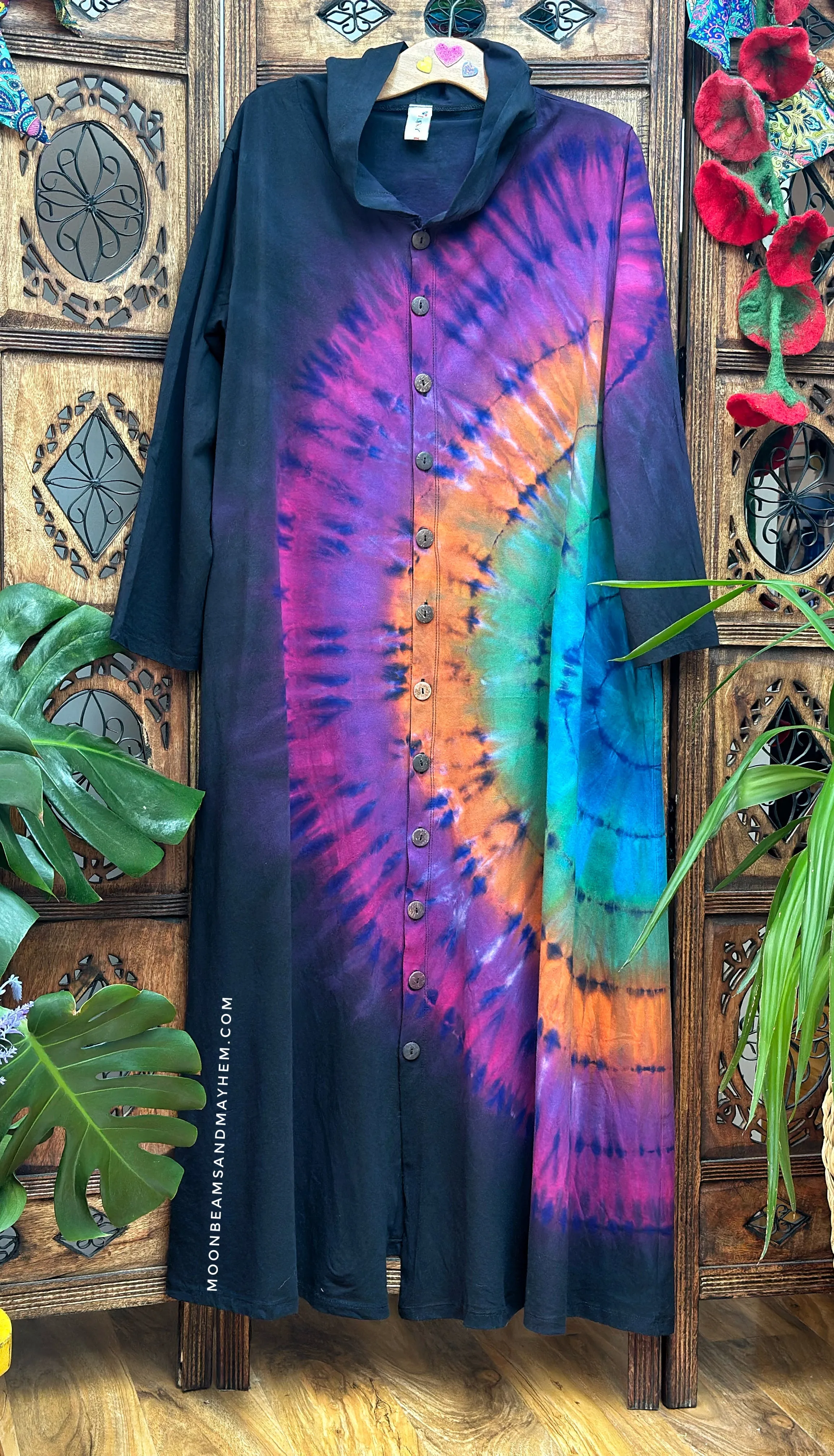 WILD CHILD BLACK TIE DYE OVERCOAT  M / L / XL