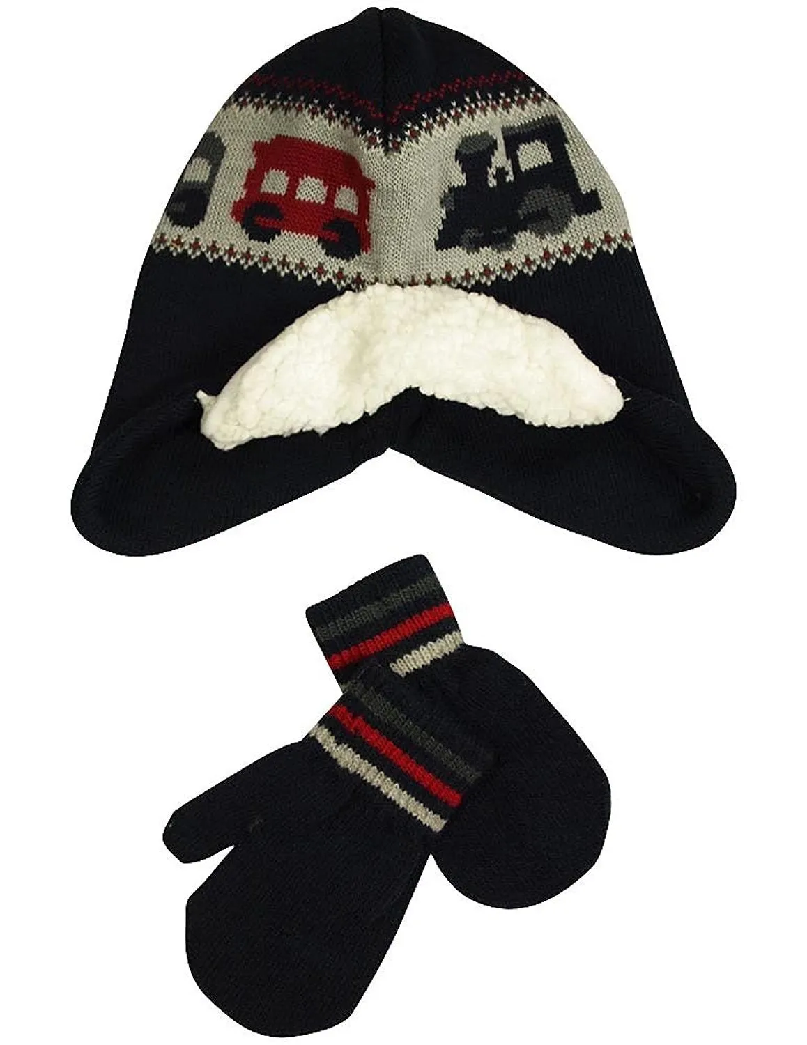 Winter Warm-Up - Little Boys Hat and Mitten Set Fits 2-4