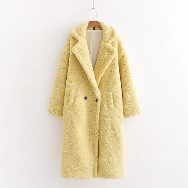 Wjczt Autumn Winter Women Loose Beige Teddy Coat Stylish Female Thick Warm Cashmere Jacket Casual Girls Streetwear