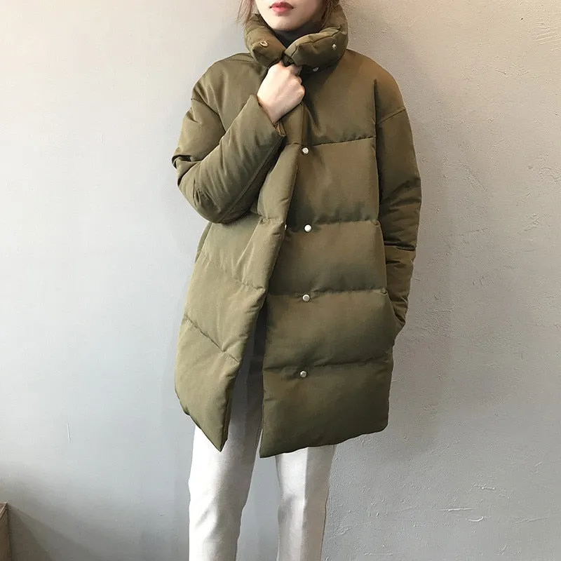 Women Warm Thicken Solid Parka Coat Winter Space