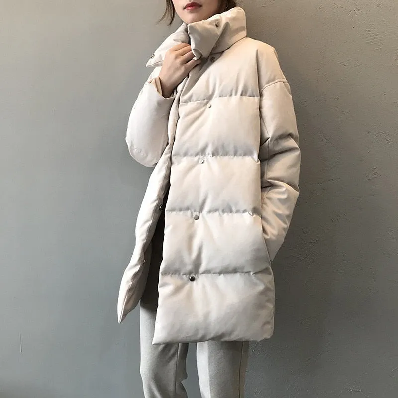 Women Warm Thicken Solid Parka Coat Winter Space