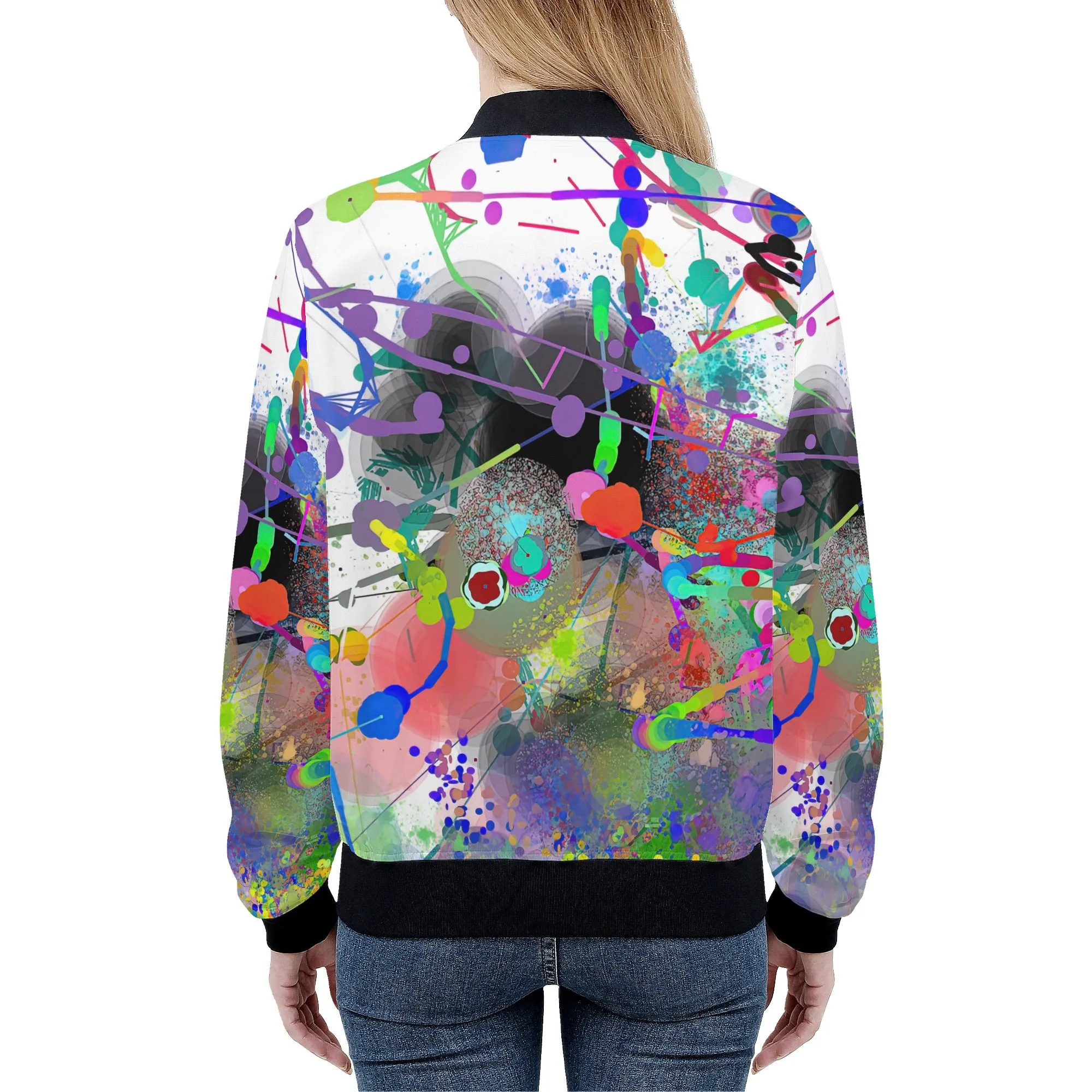 Women's Bomber Jacket- Visual Symphony