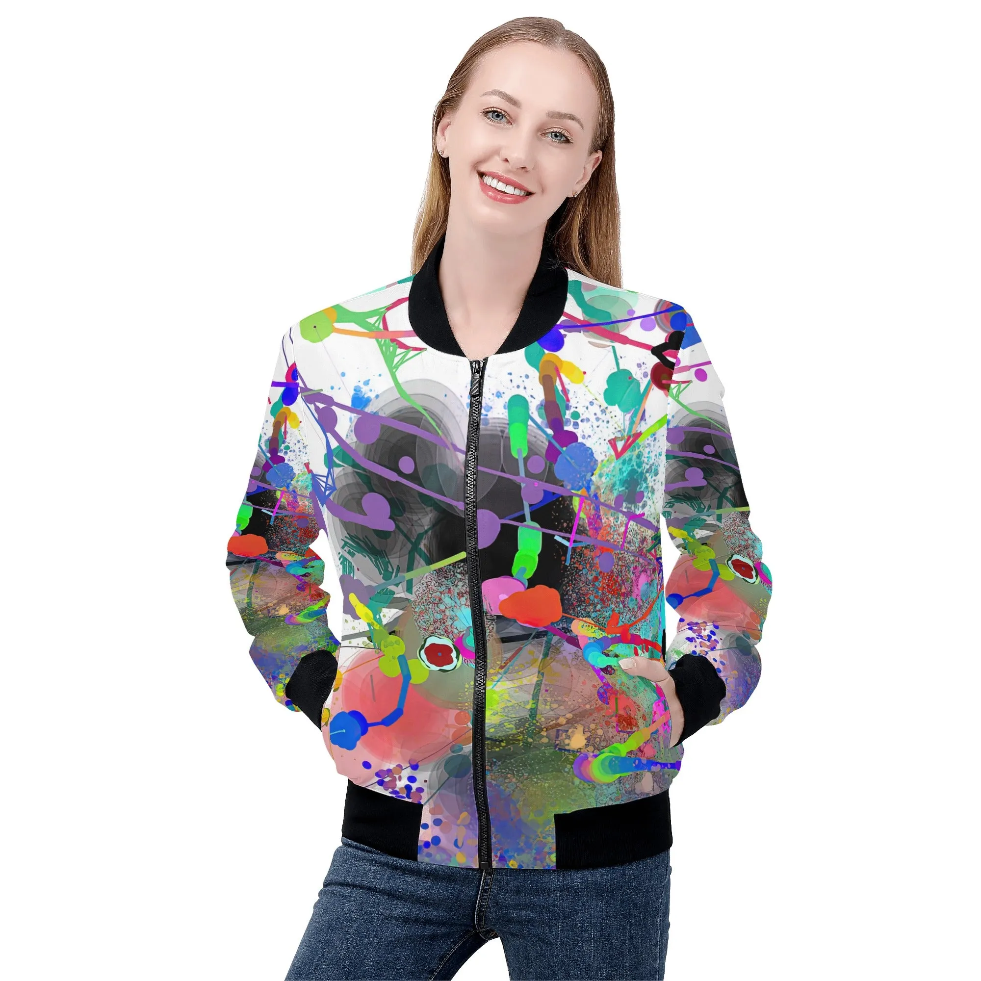 Women's Bomber Jacket- Visual Symphony