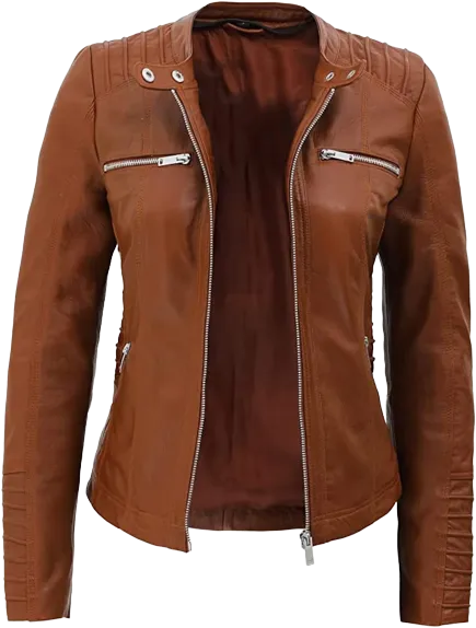 Womens Chaya Genuine Brown Leather Hooded Bomber Jacket