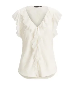 Women's Patchwork Tulle And Gauze Blouse Mascarpone Cream