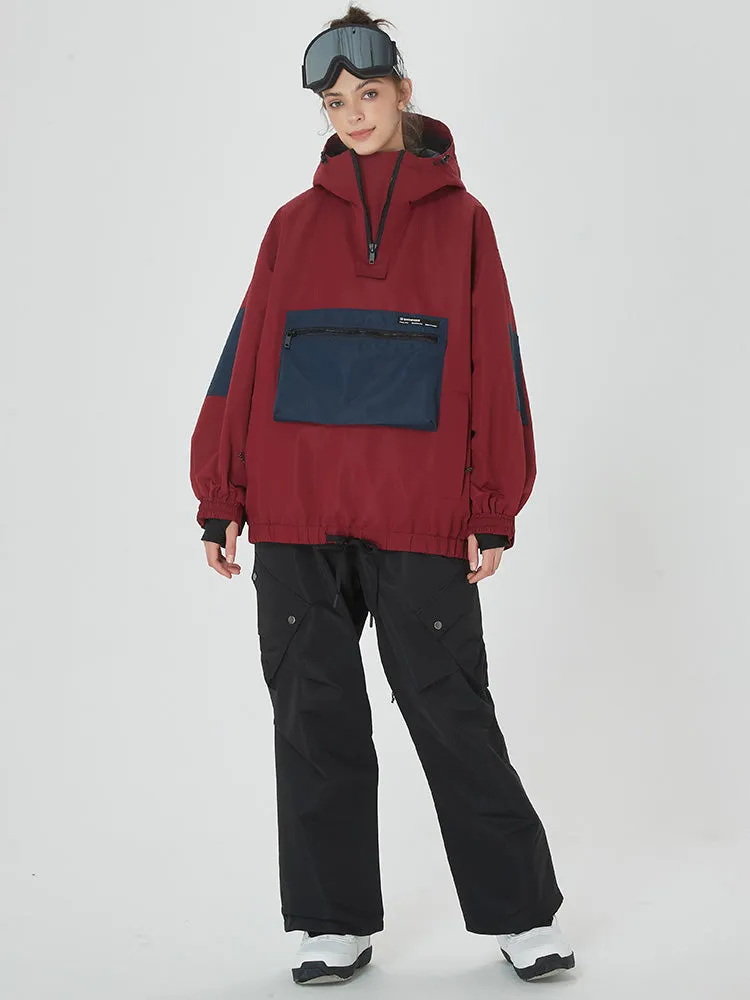 Women's Winter Bomber Baggy Snow Jacket with Swag Cargo Pockets Snowboard Pants