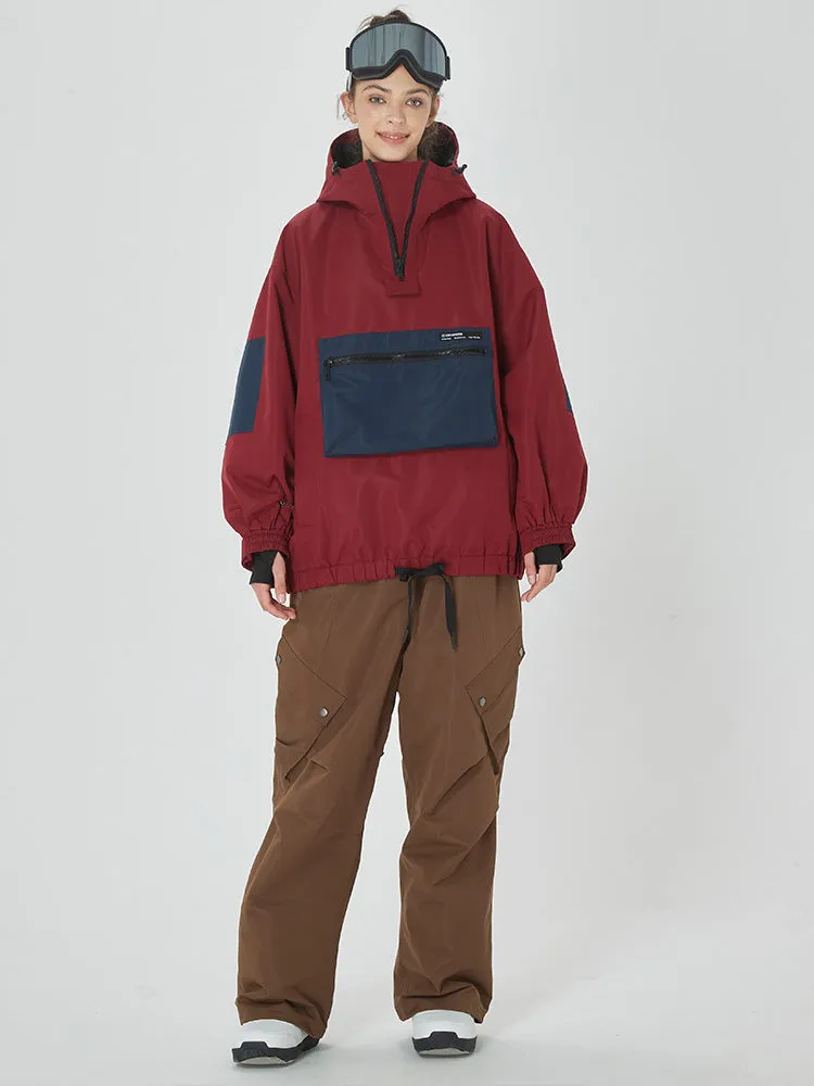 Women's Winter Bomber Baggy Snow Jacket with Swag Cargo Pockets Snowboard Pants