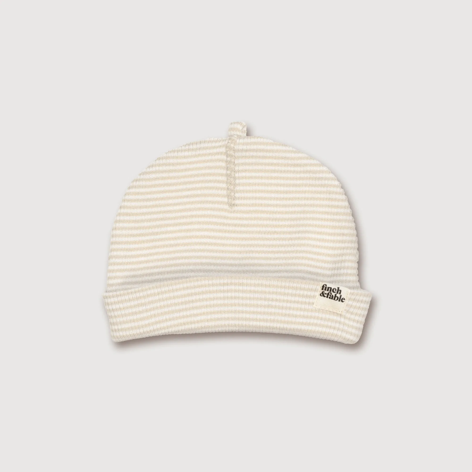 Wool Rib Baby Hat - Oat Stripe