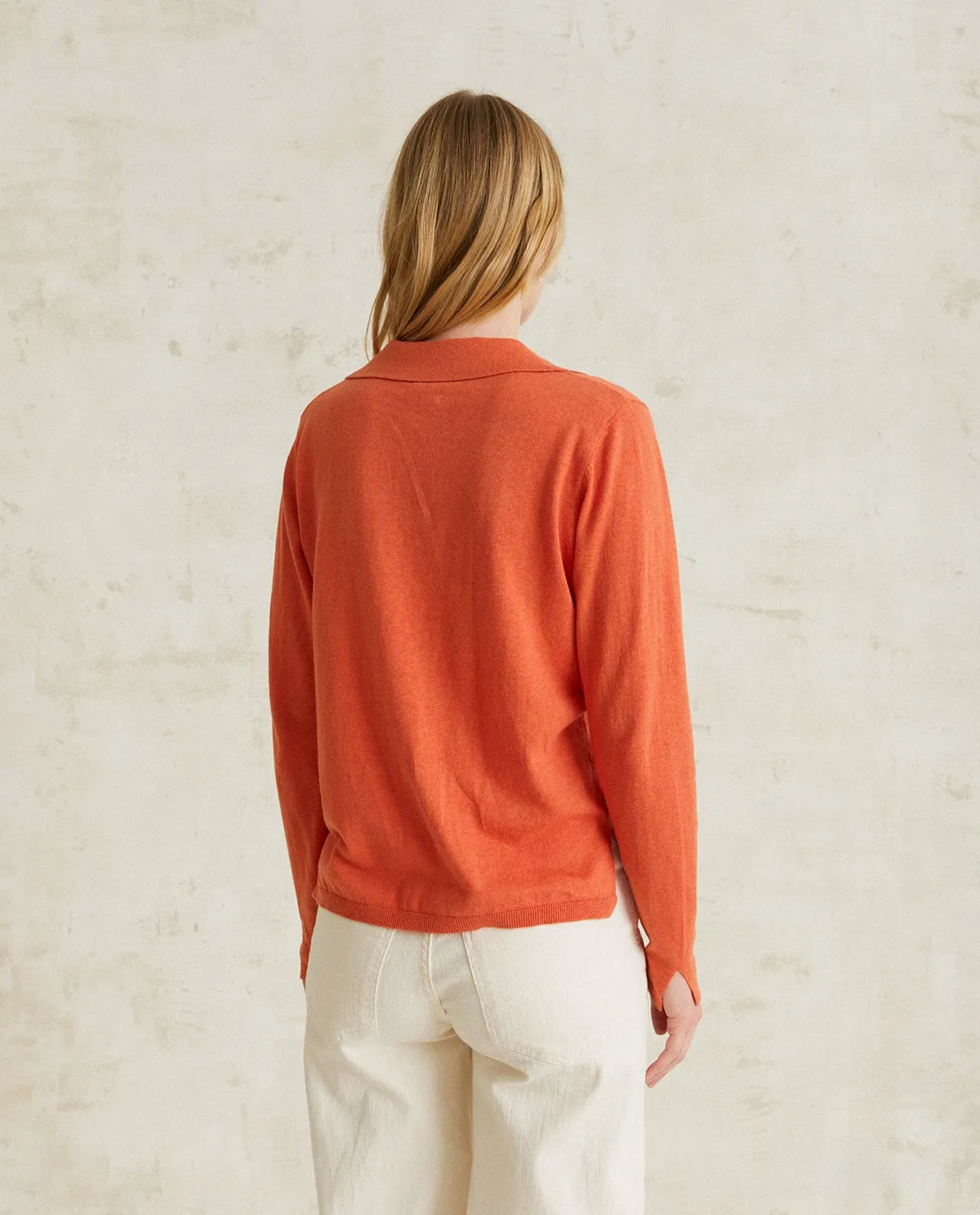 Yerse Polo Neck Sweater in Reddish Orange