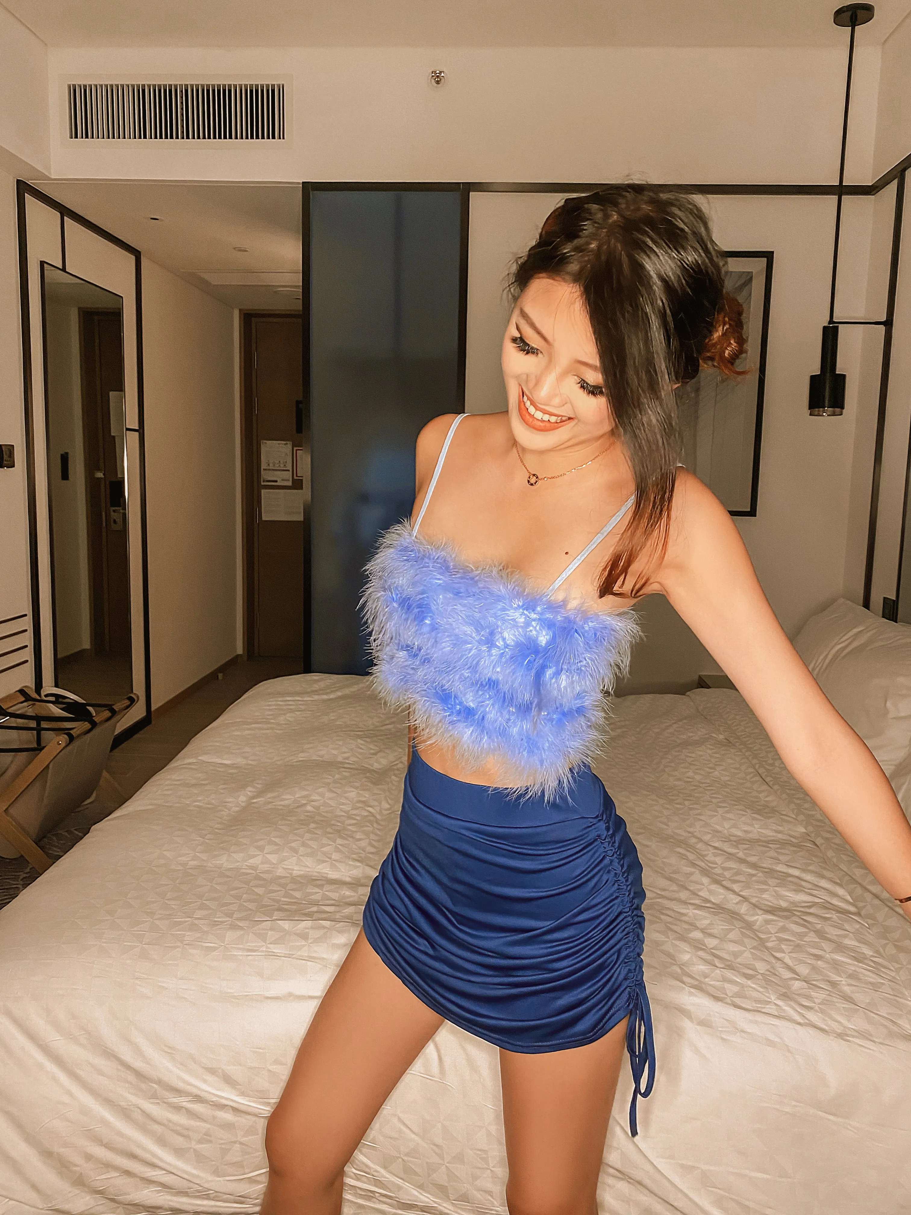 Yolande Furry Camisole in Blue