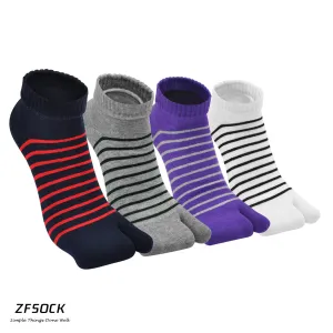 Zfsock's Cotton Striped Ankle Socks, 4 Pairs