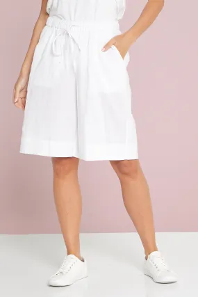 Zhuri Linen & Cotton Shorts - White